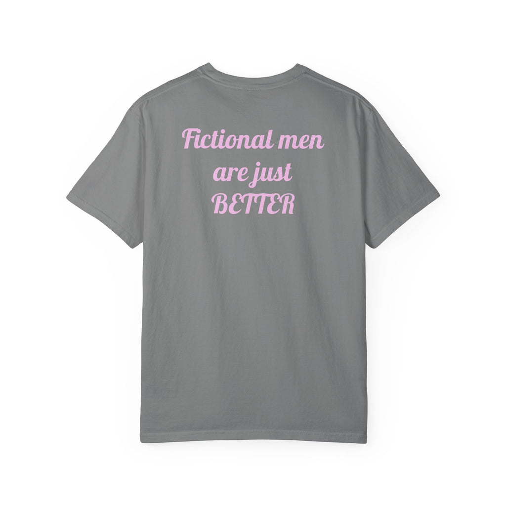"Touch Her & Die" Gothic Reading Tee (Back: "Fictional Men Are Just Better")