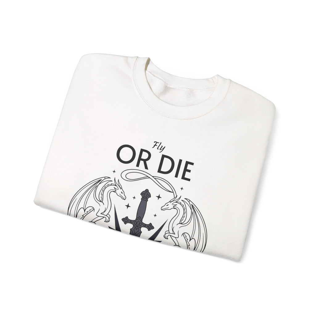 Fly or Die Crewneck Sweatshirt — Gothic Sword & Floral Heart Design