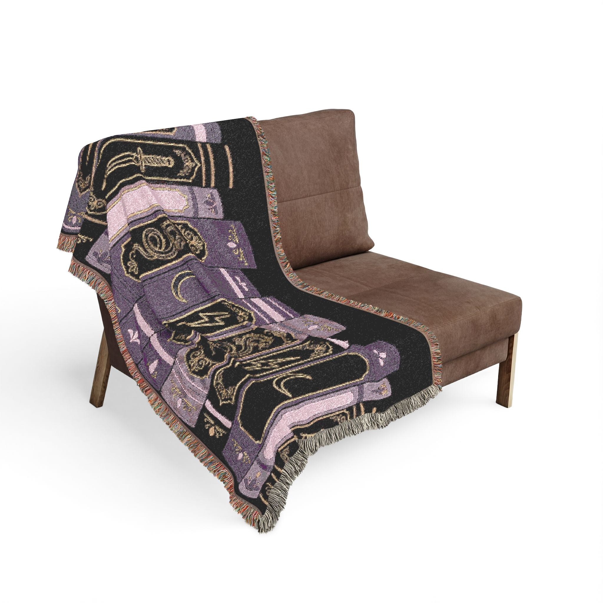Book Lover Woven Throw Blanket — Vintage Leather Spine Library Design