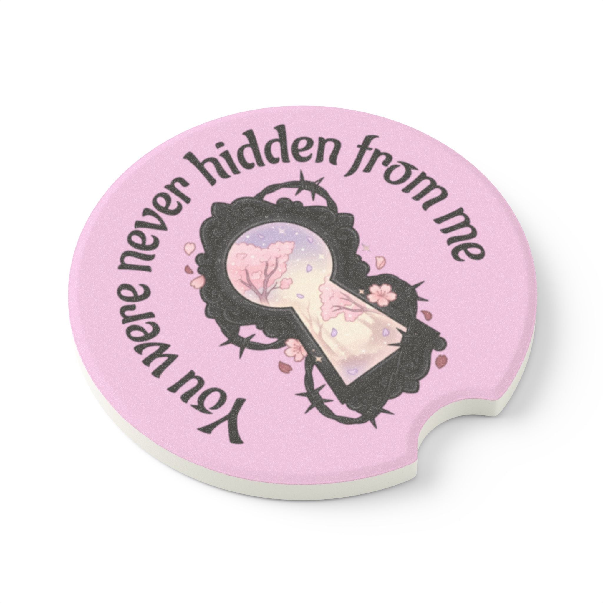 Car Coaster — “You Were Never Hidden From Me” Keyhole Floral Stone Coaster