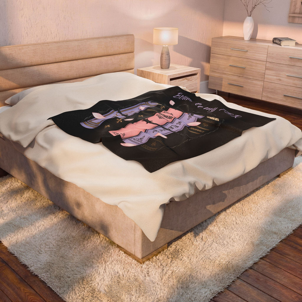 Velveteen Plush Blanket — "Bound to My TBR" Booklover Throw