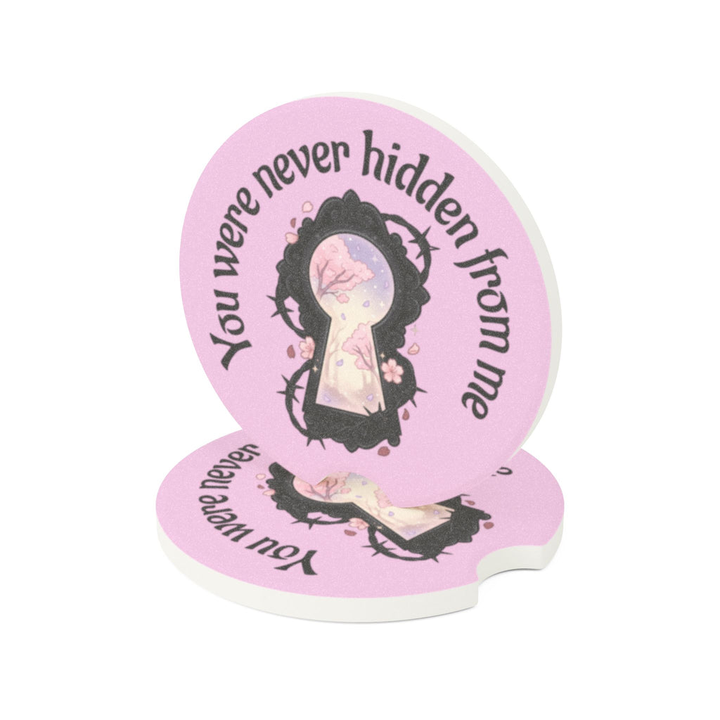 Car Coaster — “You Were Never Hidden From Me” Keyhole Floral Stone Coaster
