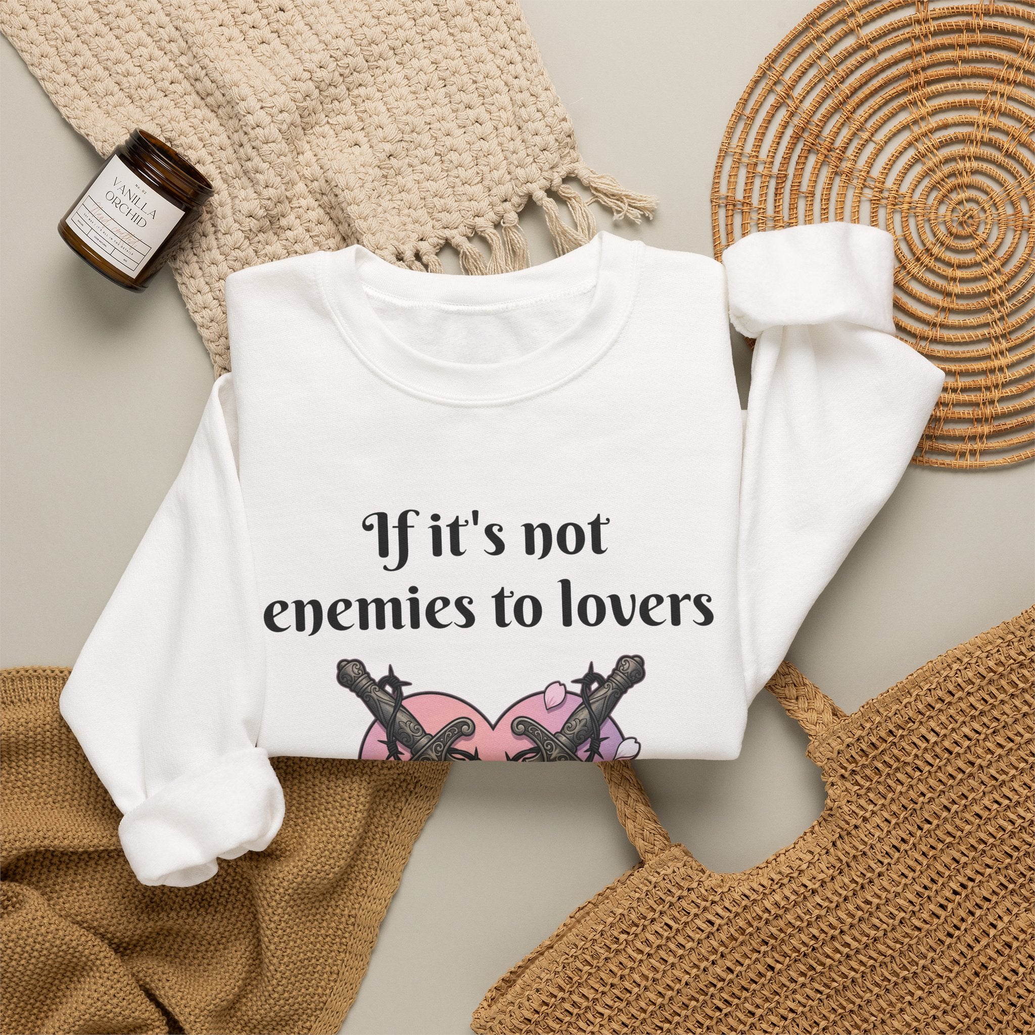 Sweatshirt — "If it's not enemies to lovers I don't want it" Heart & Daggers Crewneck