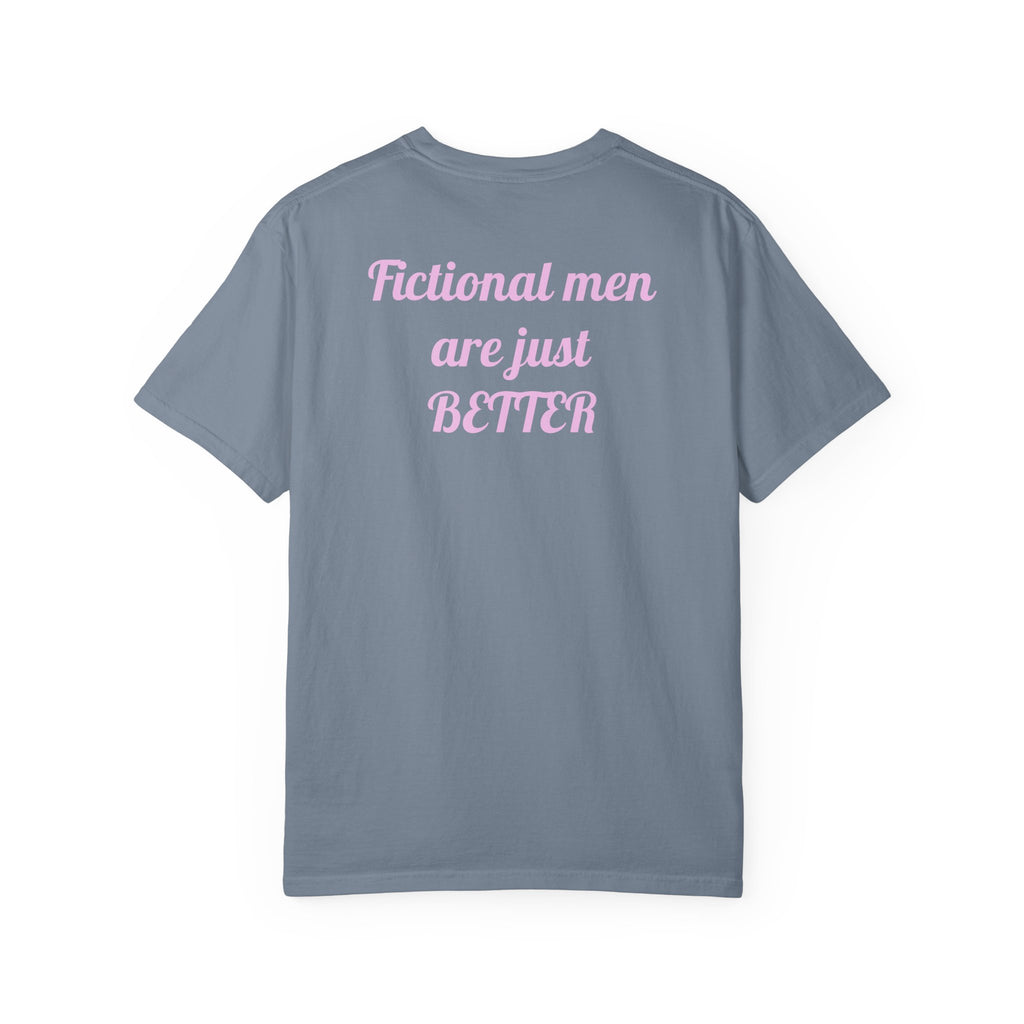 "Touch Her & Die" Gothic Reading Tee (Back: "Fictional Men Are Just Better")