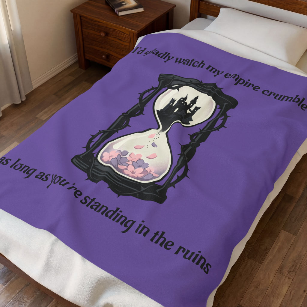 Velveteen Blanket — "I'd Gladly Watch My Empire Crumble" Gothic Hourglass Plush Throw