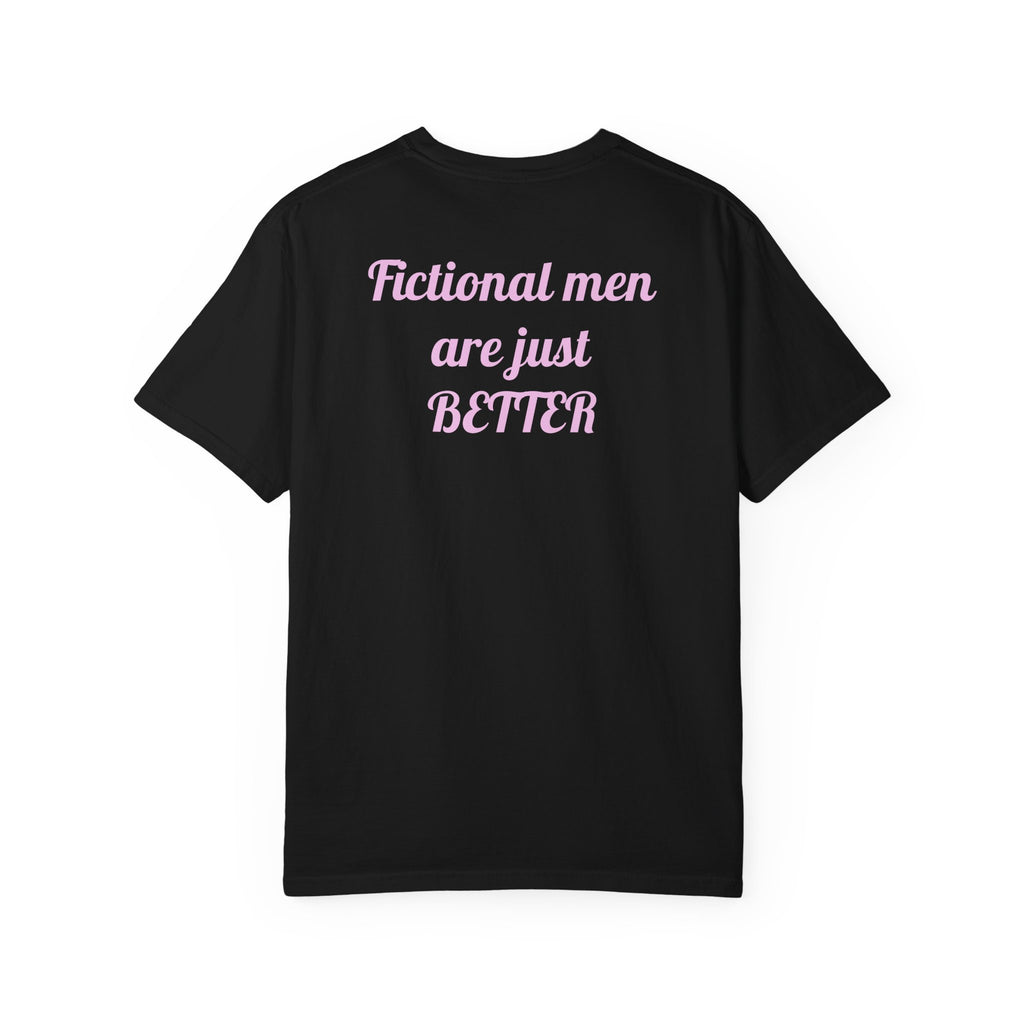 "Touch Her & Die" Gothic Reading Tee (Back: "Fictional Men Are Just Better")