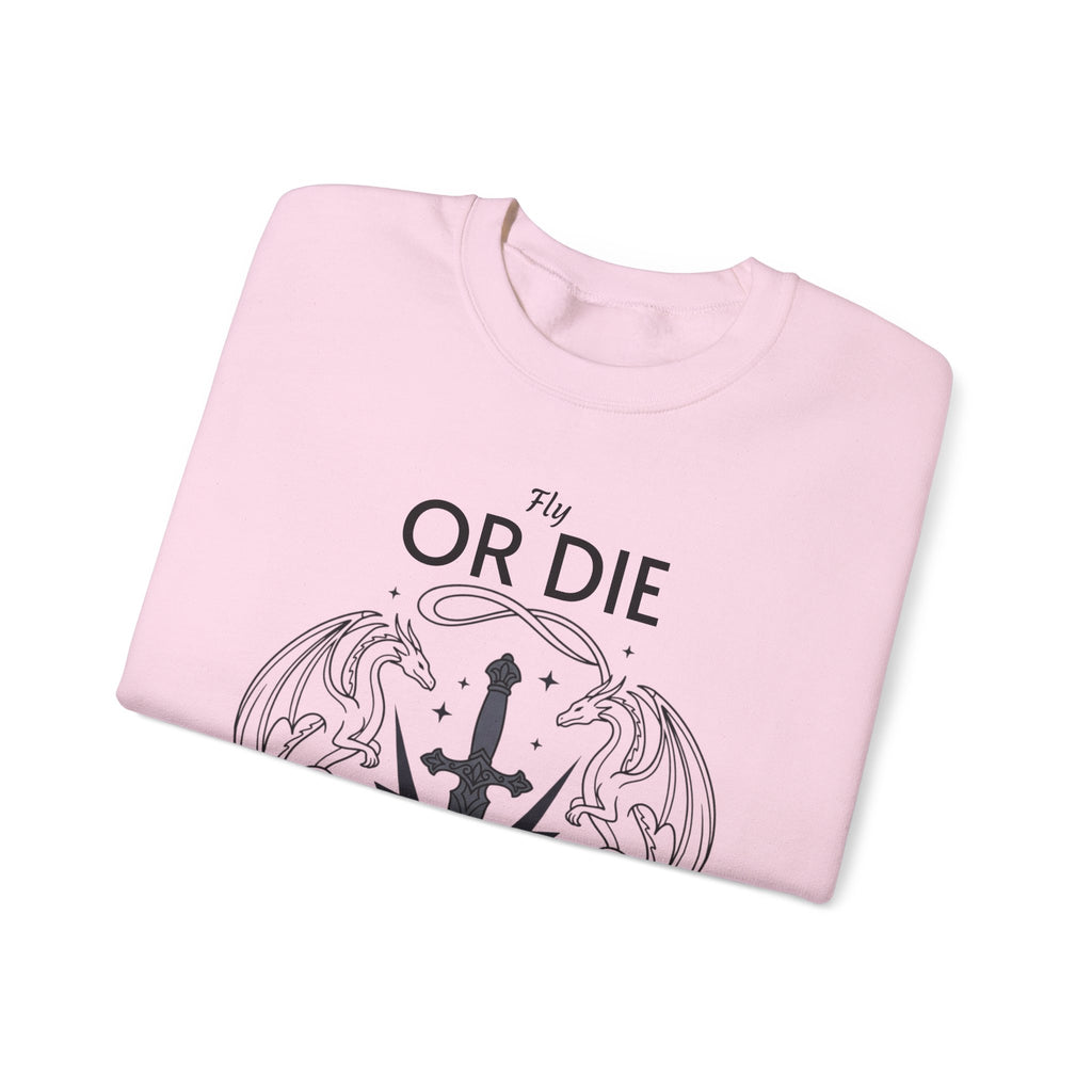 Fly or Die Crewneck Sweatshirt — Gothic Sword & Floral Heart Design