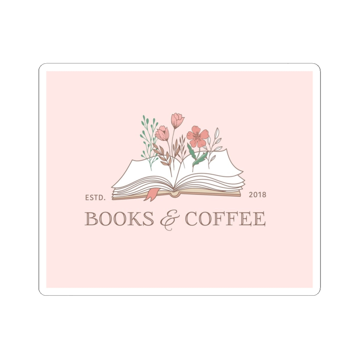 Books & Coffee Floral Sticker