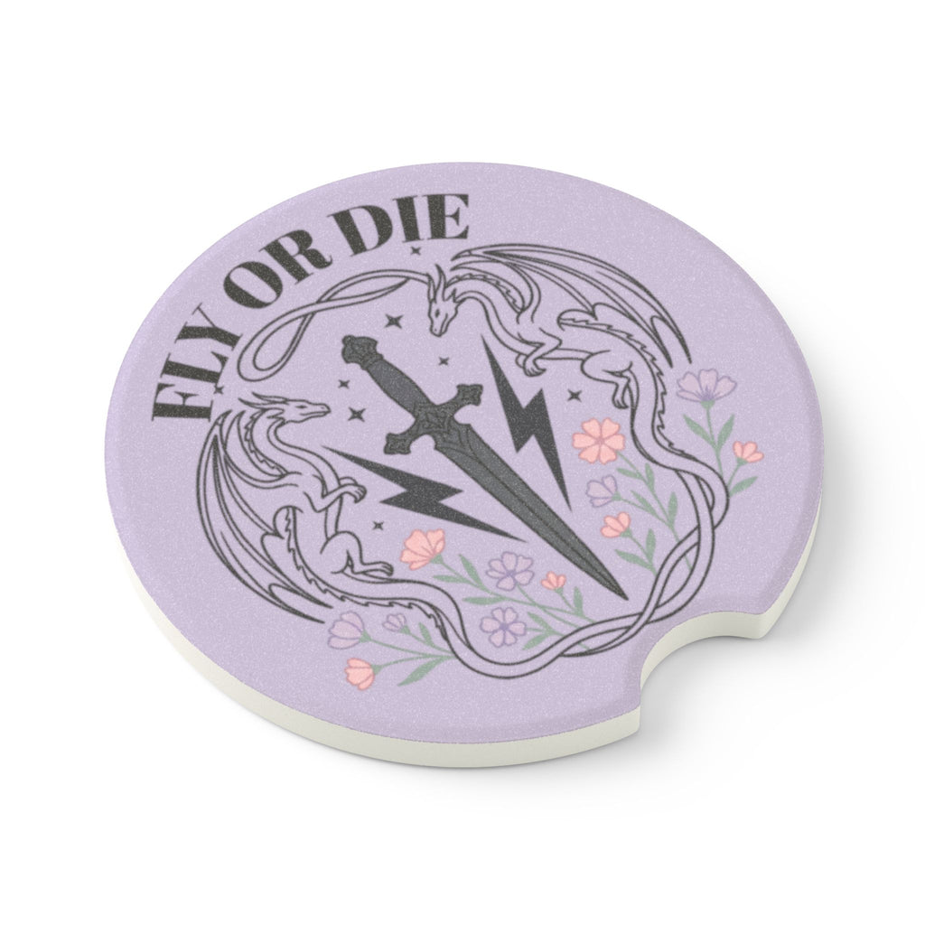 Lavender "Fly or Die" Soapstone Car Coaster - Dragon & Dagger Air Freshener Insert