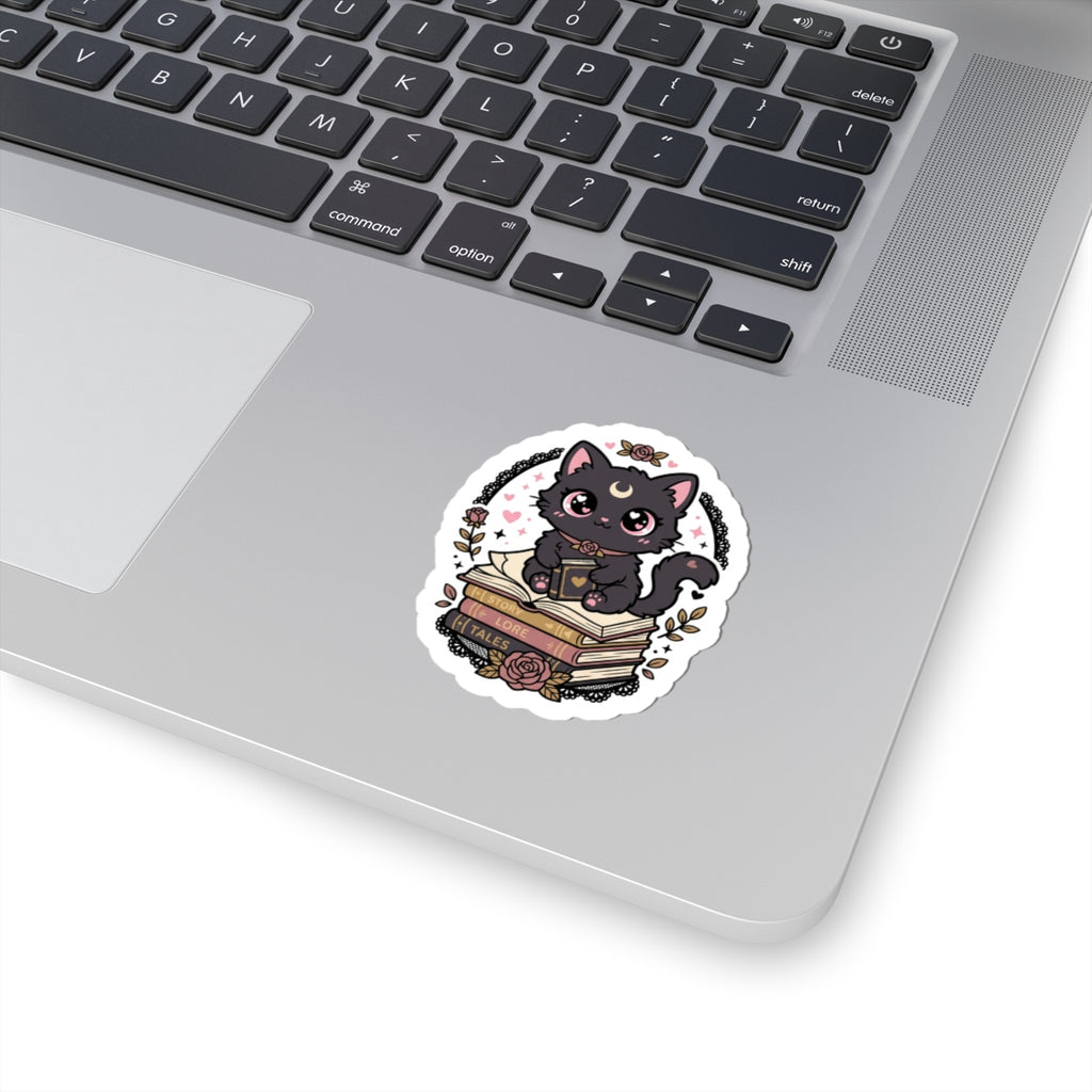 Mystic Black Cat Booklover Kiss-Cut Sticker