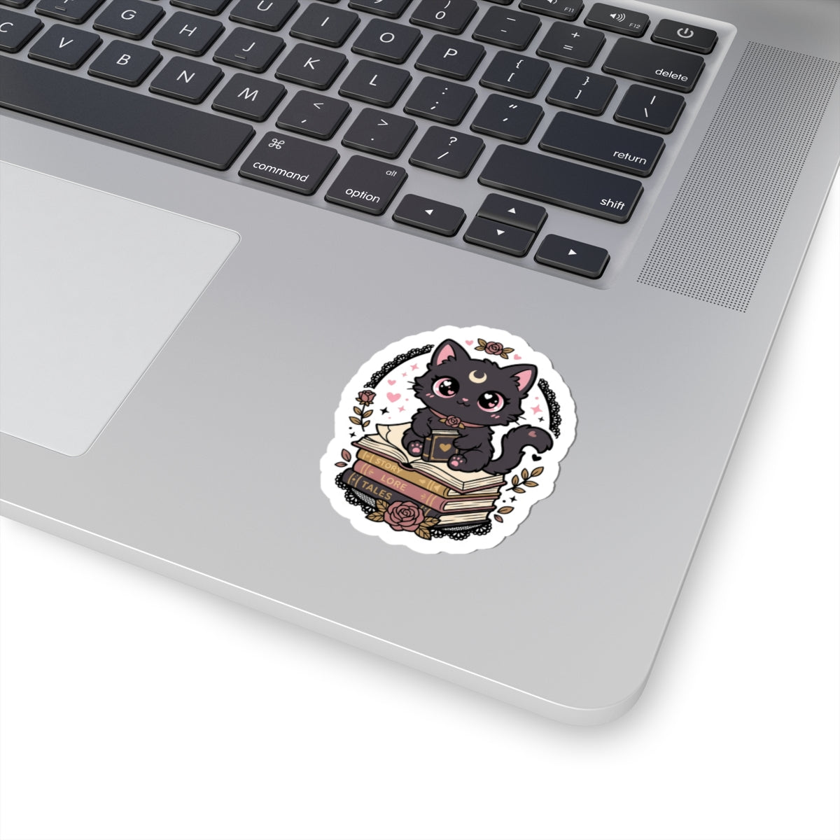 Mystic Black Cat Booklover Kiss-Cut Sticker