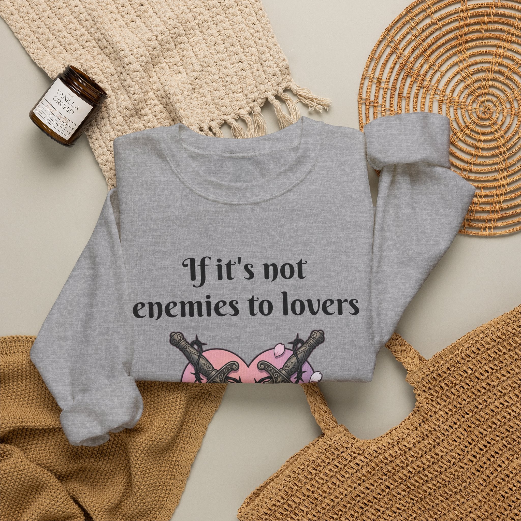 Sweatshirt — "If it's not enemies to lovers I don't want it" Heart & Daggers Crewneck