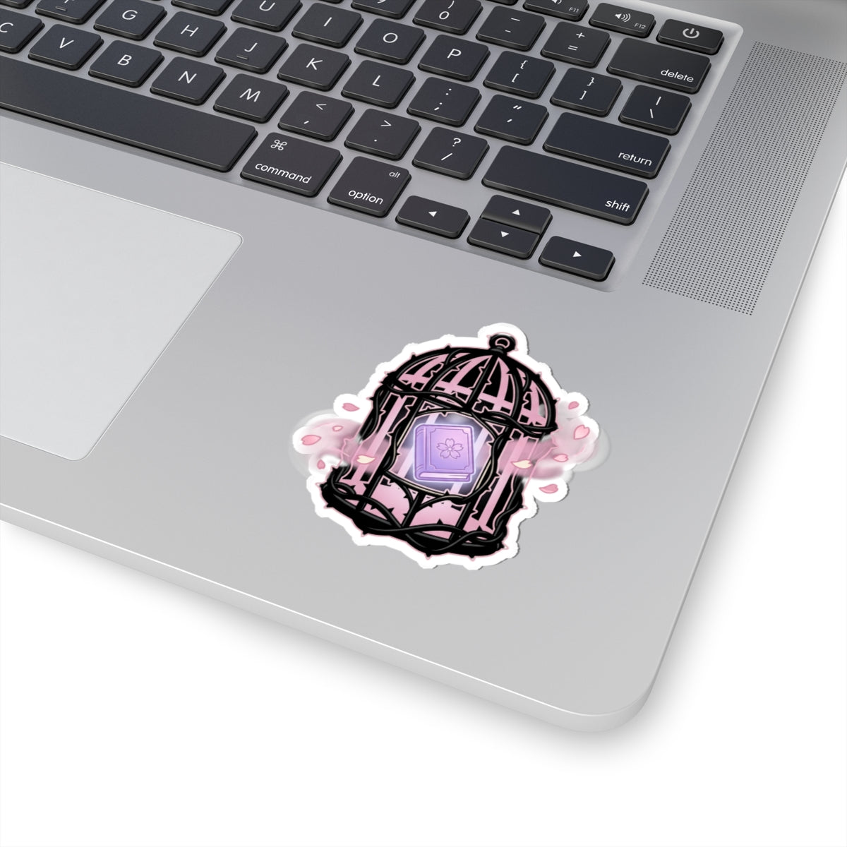 Tarot Book in Cage Sticker — Pastel Goth Laptop Kiss-Cut Sticker