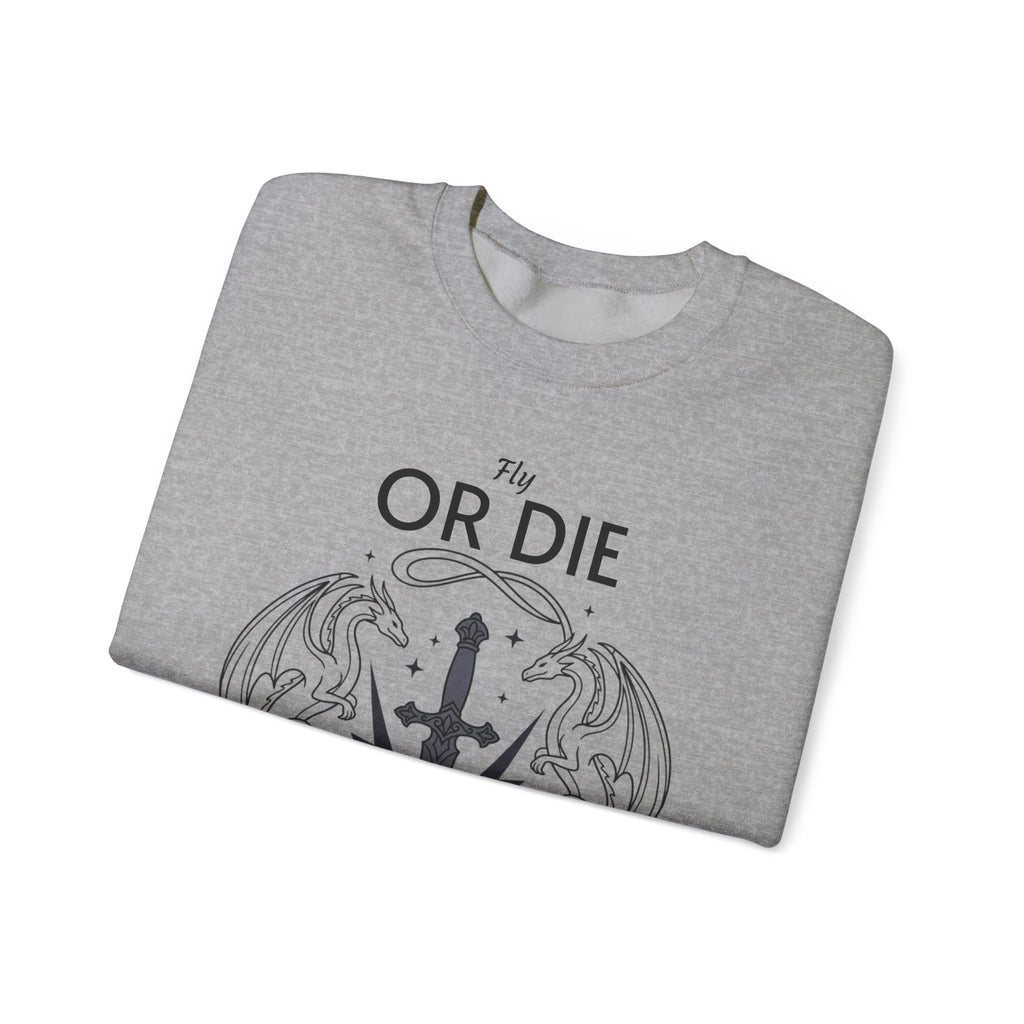 Fly or Die Crewneck Sweatshirt — Gothic Sword & Floral Heart Design