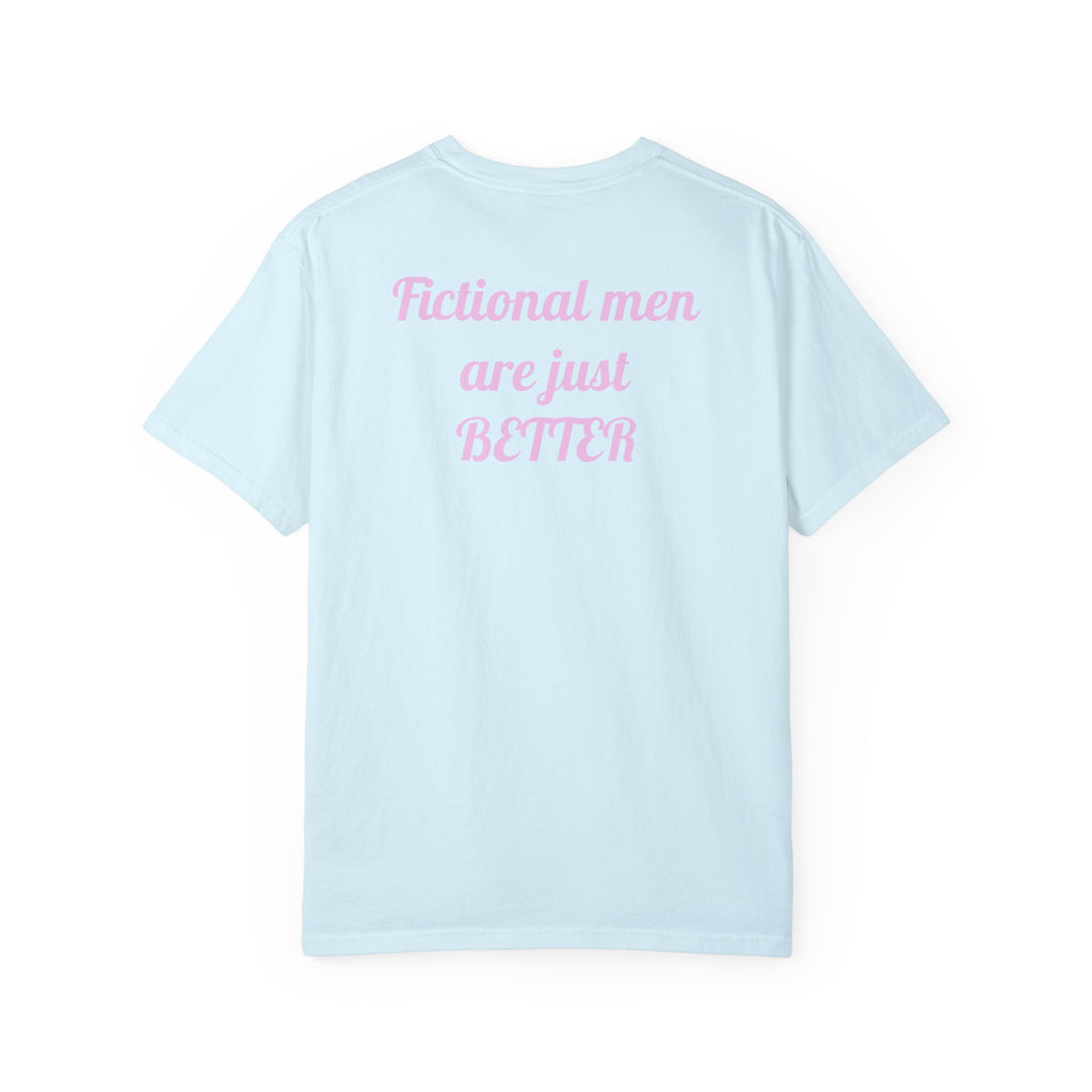 "Touch Her & Die" Gothic Reading Tee (Back: "Fictional Men Are Just Better")