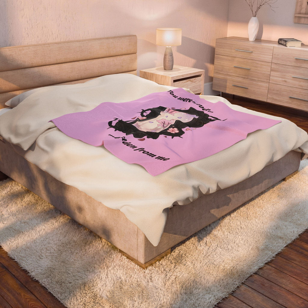 Velveteen Blanket — "You were never...hidden from me" Keyhole Floral Plush Throw
