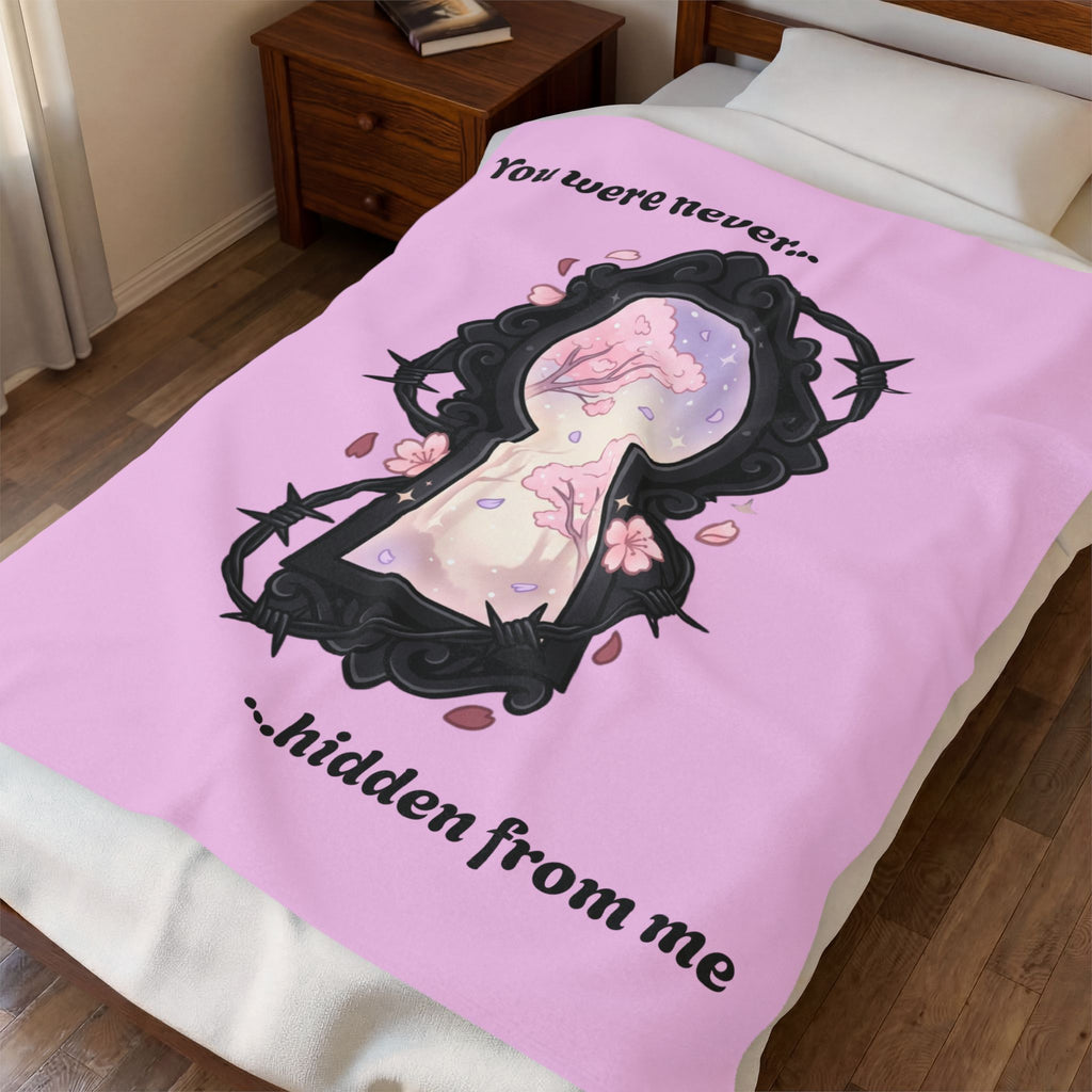 Velveteen Blanket — "You were never...hidden from me" Keyhole Floral Plush Throw