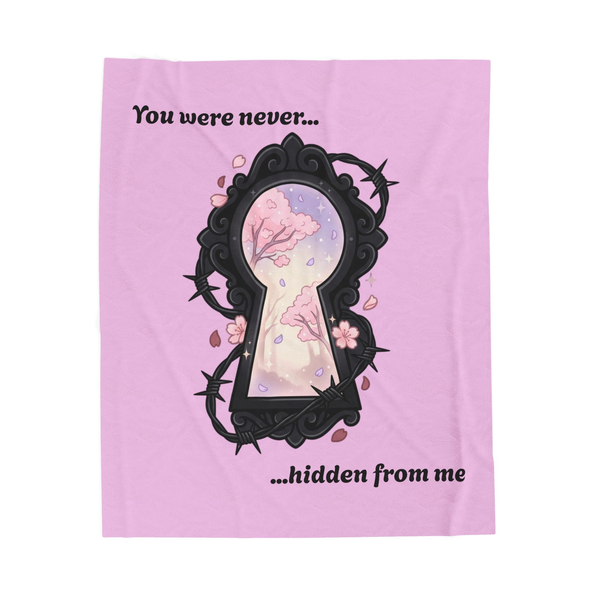 Velveteen Blanket — "You were never...hidden from me" Keyhole Floral Plush Throw