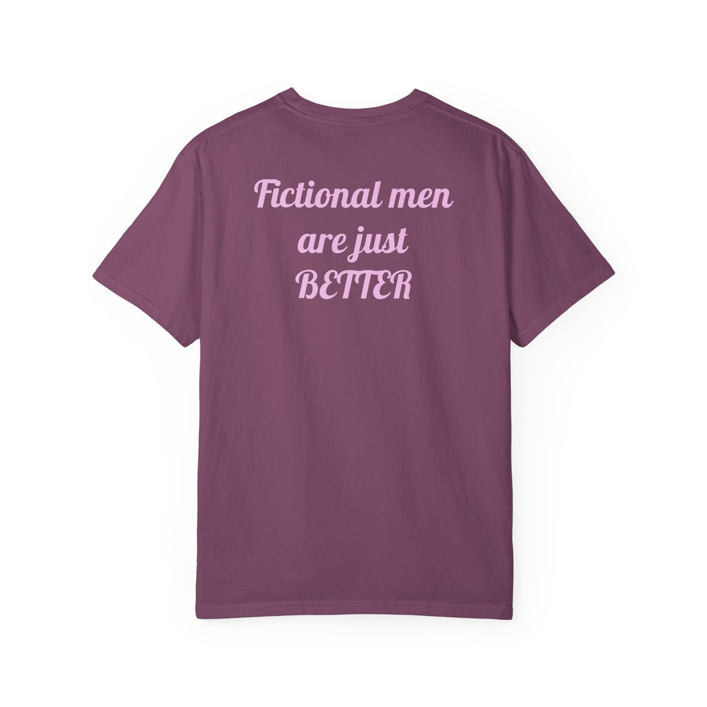 "Touch Her & Die" Gothic Reading Tee (Back: "Fictional Men Are Just Better")