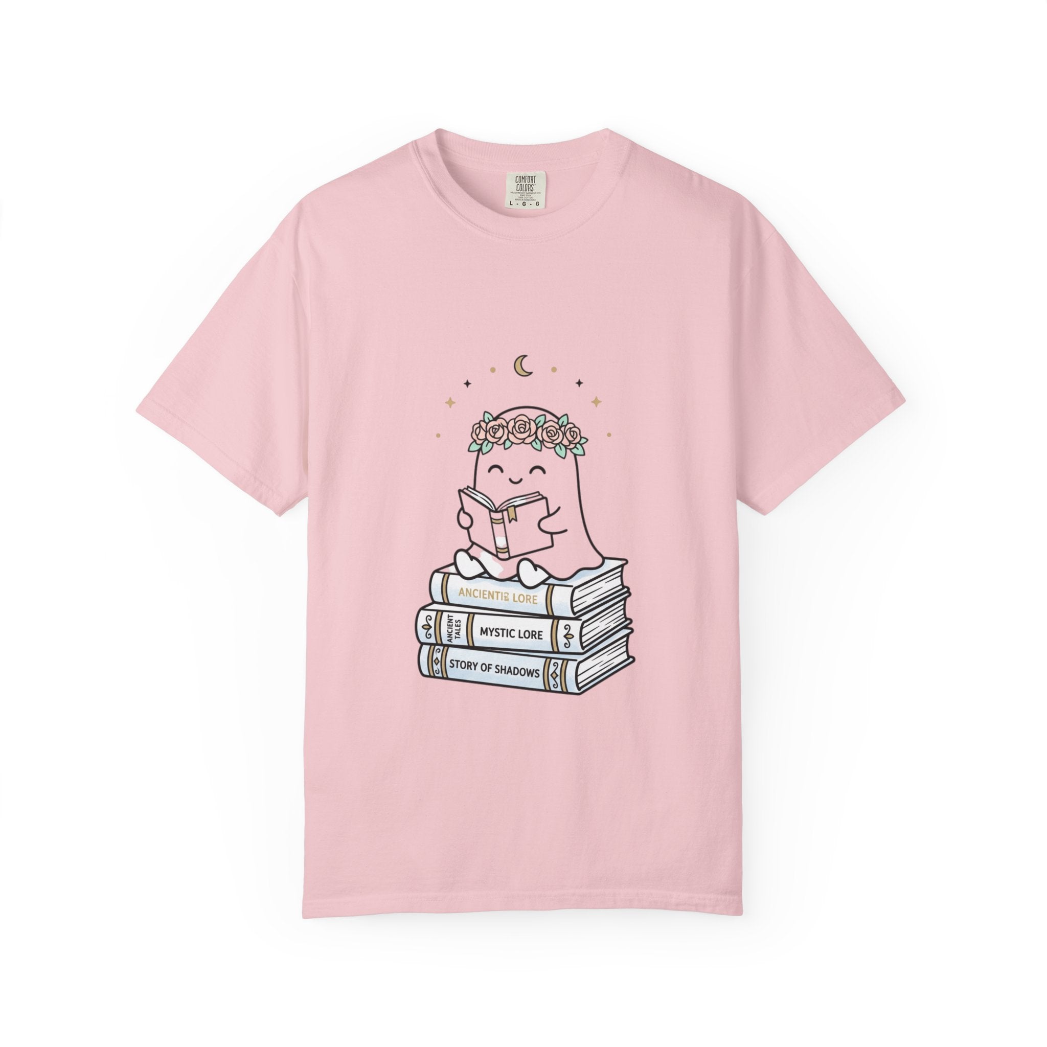 Reading Ghost with Flower Crown T-shirt | Cute Booklover Tee