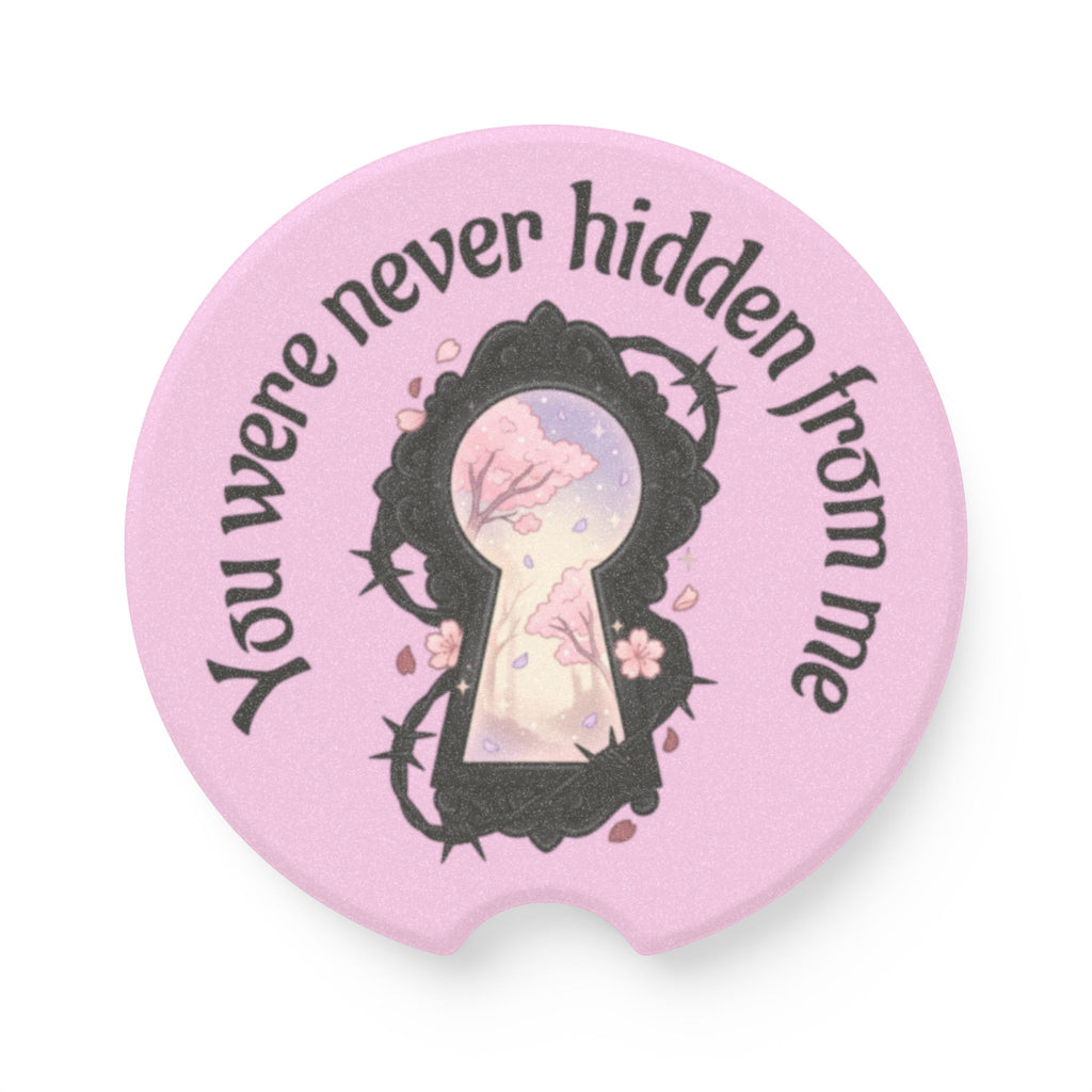 Car Coaster — “You Were Never Hidden From Me” Keyhole Floral Stone Coaster