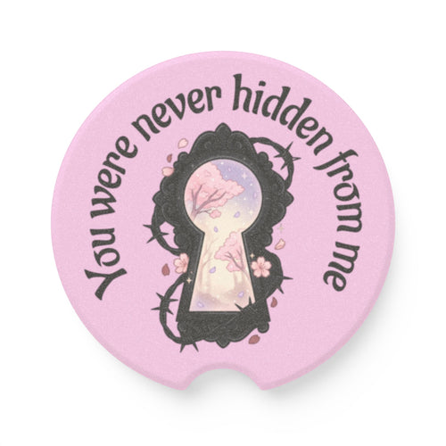 Car Coaster — “You Were Never Hidden From Me” Keyhole Floral Stone Coaster