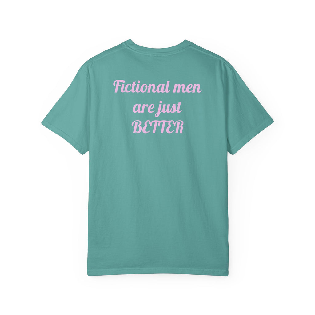 "Touch Her & Die" Gothic Reading Tee (Back: "Fictional Men Are Just Better")