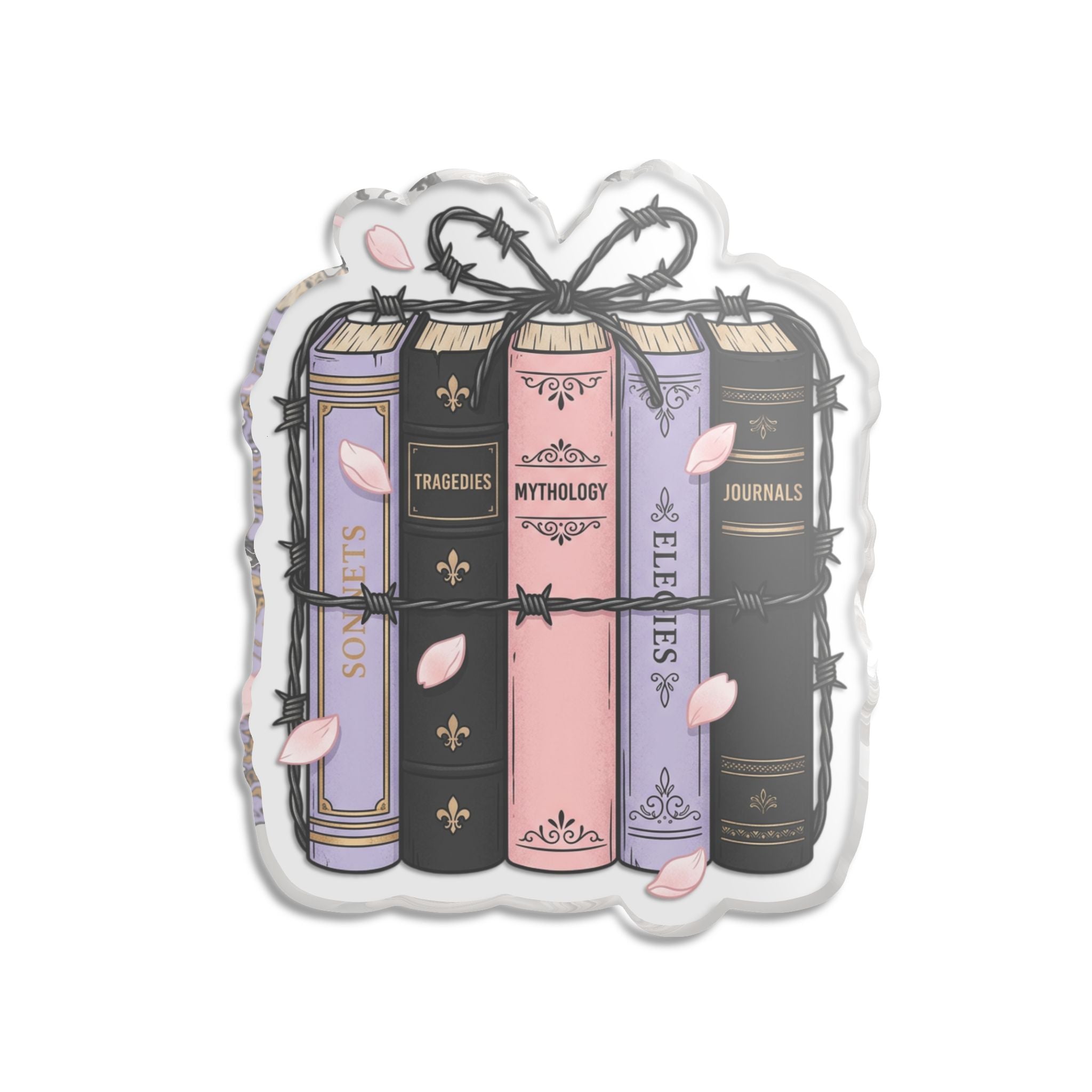 Book Stack Acrylic Pin — Pastel Gothic Books, Mythology & Journals Design