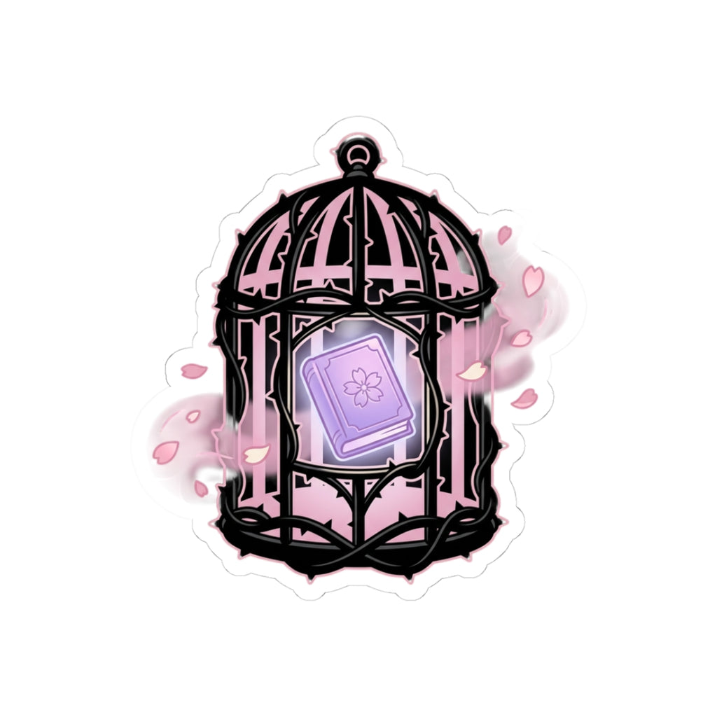 Tarot Book in Cage Sticker — Pastel Goth Laptop Kiss-Cut Sticker