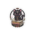 Mystic Black Cat Booklover Kiss-Cut Sticker