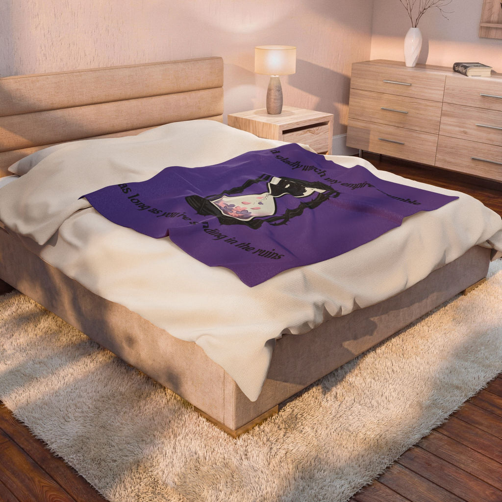 Velveteen Blanket — "I'd Gladly Watch My Empire Crumble" Gothic Hourglass Plush Throw