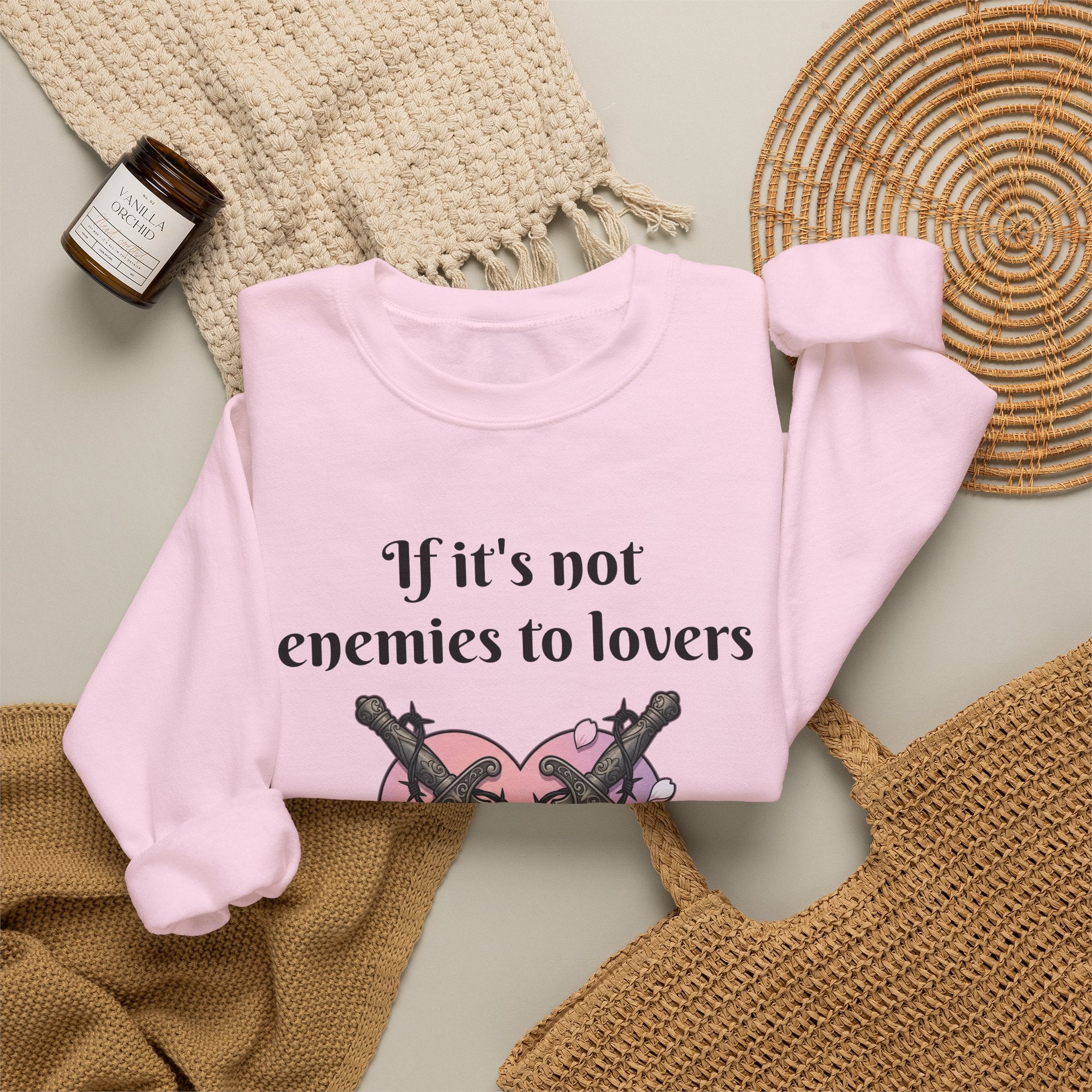 Sweatshirt — "If it's not enemies to lovers I don't want it" Heart & Daggers Crewneck